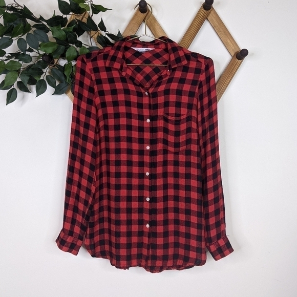 Old Navy Buffalo Check Plaid Button Down Shirt Top - Picture 2 of 8